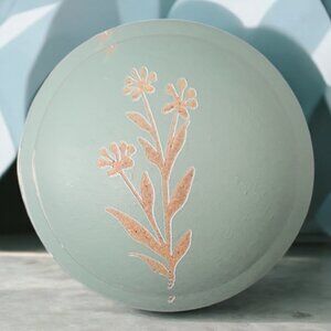 Wooden Sphere ball greenish-blue color